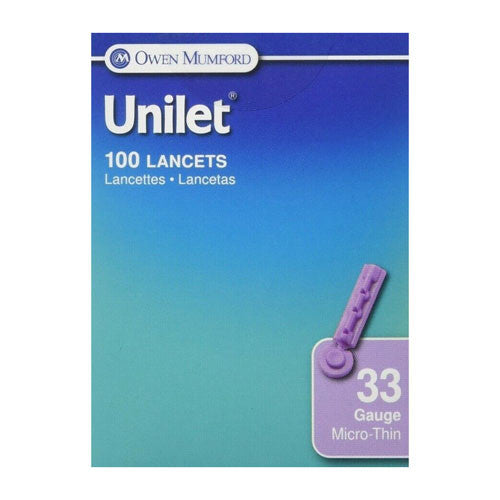 Owen Mumford Comfort Unilet Micro Thin Lancets, 33 Gauge, 100 Ea